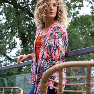 Summer Kimono with Pink Mix Bold Flower Print by Peace Of Mind